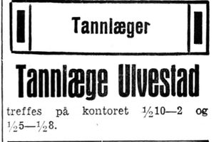Annonse fra tannlege Ulvestad i Arbeider-Avisen 24.4.1940.jpg