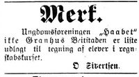 370. Annonse fra ungdomsforeningen Haabet i Indtrøndelagen 20.6.1906.jpg