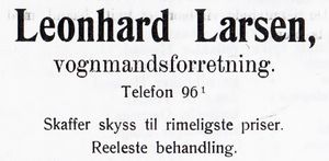 Annonse fra vognmann Leonhard Larsen i Narvikboka 1912.jpg