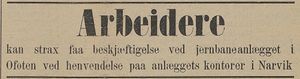 Annonse om arbeid på Ofotbanen i Tromsø Amtstidende 16.07.1900.jpg