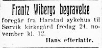 187. Annonse om begravelse i Harstad Tidende 22. november 1939.jpg