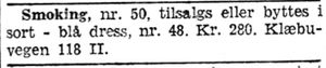 Annonse om brukt smoking til salgs i Adresseavisen 8.10. 1942.jpg