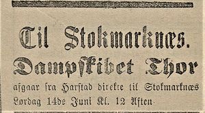 Annonse om dampskib til Stokmarknes i Tromsø Amtstidende 08.06.1890.jpg