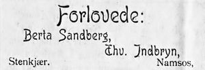 Annonse om forlovelse i Namdalens Folkeblad 1901.jpg