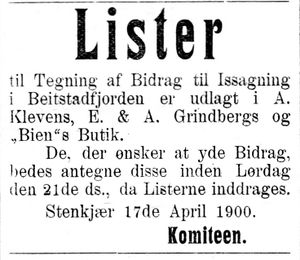 Annonse om issaging på Beitstadfjorden i Indtrøndelagen 18.4.1900.jpg