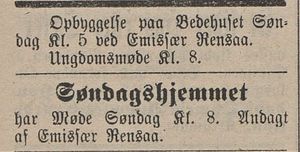 Annonse om opbyggelser i Lillehammer Tilskuer 26.03.1909.jpg