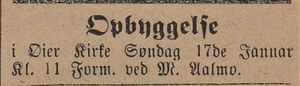 Annonse om oppbyggelse i Øier kirke i Lillehammer Tilskuer 15.01.1909.jpg