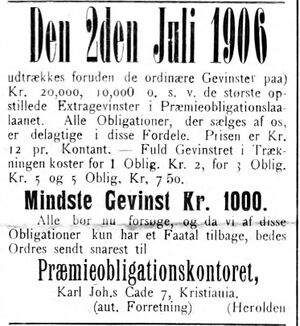 Annonse om premieobligasjoner i Indtrøndelagen 20.6.1906.jpg