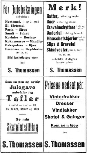 Annonser fra S. Thomassen i Trønderbladet 15. des -26.jpg