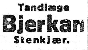 Anonse fra tannlege Bjerkan i Inntrøndelagen 20.1. 1926.jpg