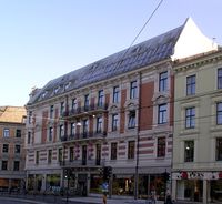 Ibsenmuseet sett fra inngangspartiet i Henrik Ibsens gate 26.