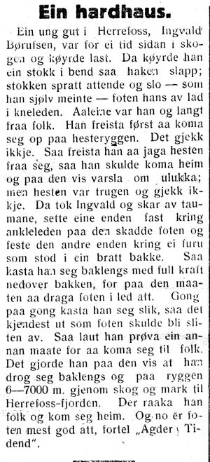 Artikkel om en helt i Indhereds-Posten 30.10. 1922.jpg