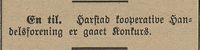 90. Avisklipp fra Hedemarkens Amtstidende om Harstad kooperative Handelsforening 16.09. 1908.jpg