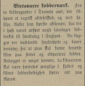 Avisklipp om Birtavarre kobberværk fra Harstad Tidende 19.11. 1900.jpg