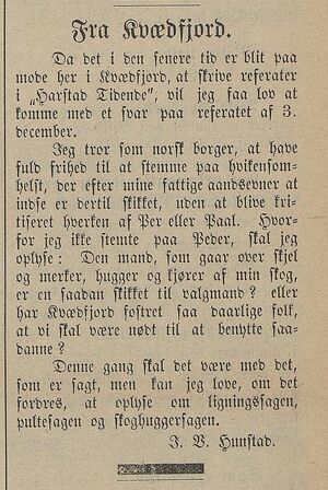 Avisklipp om Kvæfjord i Harstad Tidende 20.12. 1900.jpg