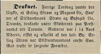 341. Avisklipp om barn som druknet i Tromsø Amtstidende 10.11. 1889.jpg