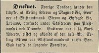 341. Avisklipp om barn som druknet i Tromsø Amtstidende 10.11. 1889.jpg