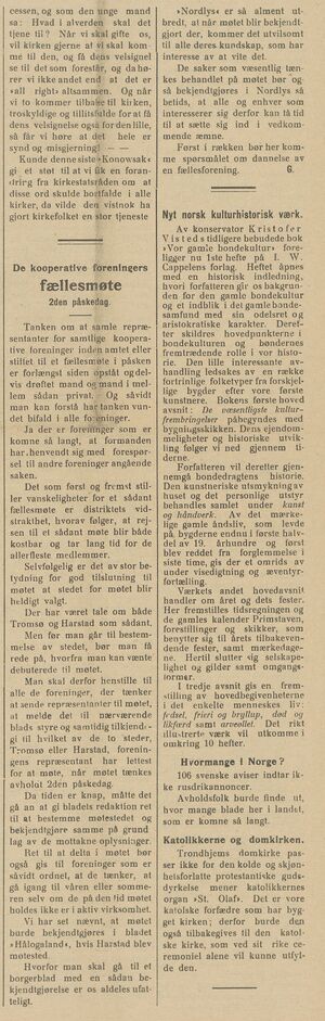 Avisklipp om de kooperative foreningers fællesmøde i Nordlys 25.03.1908.jpg