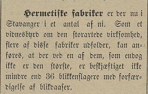Avisklipp om hermetikkindustri i Stavanger i Harstad Tidende 08.10. 1900.jpg