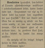334. Avisklipp om konsert med Tromsø afholdsforenings orkester i Harstad Tidende 16.08.1900.jpg