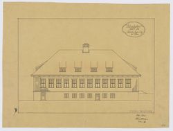 Bøhnsdalen fabrikker. Tegning av hovedfasade.