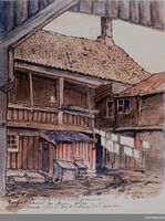 «Gaardsinteriør fra Vinkelgaten i Piperviken», akvarell av Henrik Backer (1865–1948). Foto: Oslo Museum]] (1922).