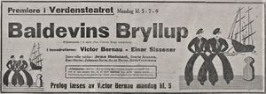 Baldevins bryllup filmannonse 1926.jpg