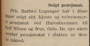Barbro Leganger selger pensjonatet - i Hadeland (avis) 16.06.1938.jpg