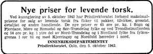 Bekjentgjørelse om fiskepriser i Adresseavisen 8.10. 1942.jpg