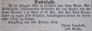 Bertel Langballe Morgenbladet dødsannonse 1844.jpg