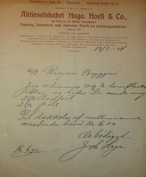 Bestilling Haga Hoell & co Sarpsborg 1914.JPG