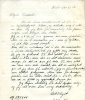 Brev til Leif Brattested, 1950. Foto: Statsarkivet i Oslo