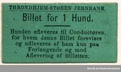 Billett for "1 hund" på Trondhem-Størenbanen. Alle foto: Norsk Jernbanemuseum