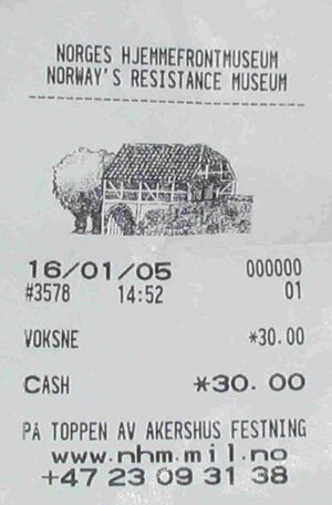 Billett Norsk hjemmefrontmuseum 2005.jpg