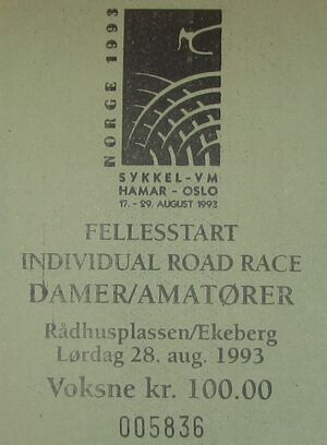 Billett VM sykkel Oslo 1993.jpg