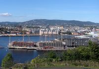 Bjørvika og Sørengautstikkeren sett fra Sjømannsskolen høsten 2014. Foto: Stig Rune Pedersen