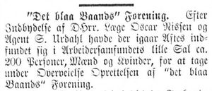 Blaa Baand stiftelsesmøte Aftenposten 1882-08-29.JPG