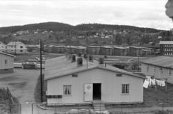 Volla leir sett fra Strømsveien (nå Nittedalsgata). Foto: Akershusbasen/MiA.