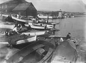 Båtpuss på Brandtskjæret på Filipstad i Oslo på første del av 1900-tallet