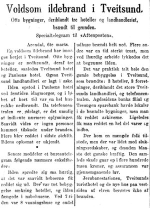 Brannen i 1922, Aftenposten 1922.03.06.jpg