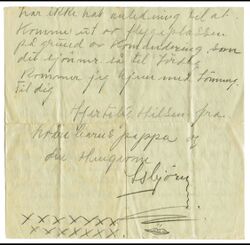 Andre side av brev fra Asbjørn Andresen.