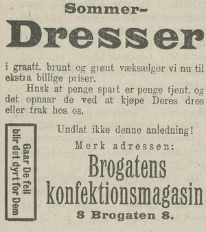 Brogatens konfektionsmagasin Arbeiderbladet 1923.png