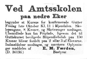 Buskeruds Blad 09 09 1886 - Amtsskolen paa Nedre Eker.jpg