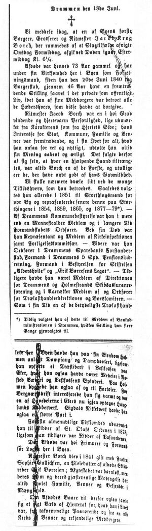Buskeruds Blad 19 06 1886- Dødsfall, Jacob Borch.jpg