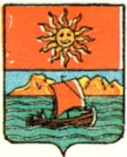 Bodøs gamle byvåpen, fargelagt og uten murkrone.