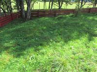 Spor av gamle graver på kyrkjegarden.