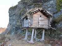 Buvrie frå Vetterhusbotn i Namdalen, gjenreist på Sverresborgi Trondheim. Foto: Olve Utne (2014).