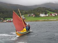 Nordlands-hundromsfæring (bygd av Kai Linde) under Råseglseminaret 2015 i Valsøyfjorden Foto: Olve Utne