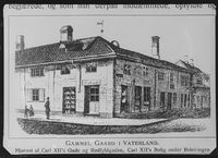 Hjørnet av Karl XIIs gate og Rødfyllgata, svenskekongens bolig under beleiringen Foto: Ukjent tegner