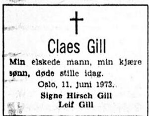 Claes Gill dødsannonse Aftenposten 1973.JPG